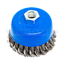 Wire Cup Brush, plaited/knot type, 100 mm dia, nut 5/8" thread, steel