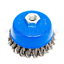 Wire Cup Brush, plaited/knot type, 100 mm dia, nut M14 thread, stainless steel