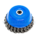 Wire Cup Brush, plaited/knot type, 125 mm dia, 7/8" (22 mm) arbor, steel