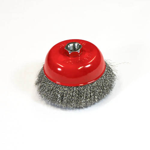 Wire Cup Brush, plaited/knot type, 125 mm dia, nut 5/8" thread, stainless steel