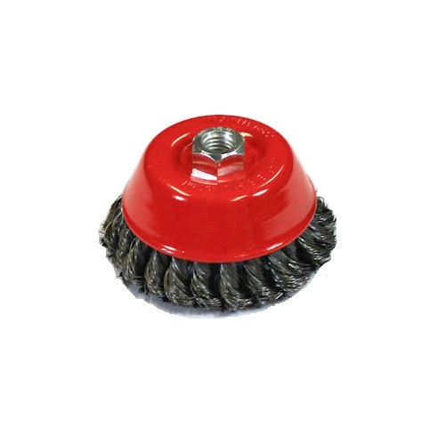 Wire Cup Brush, plaited/knot type, 125 mm dia, nut 5/8" thread, steel
