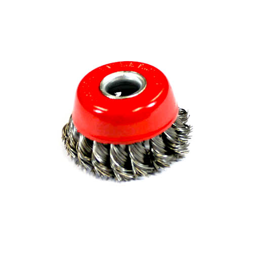 Wire Cup Brush, plaited/knot type, 60 mm dia, 5/16" (8 mm) arbor (incl. mounting bolt for MAGW-40), steel