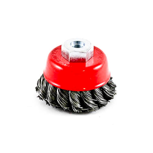 Wire Cup Brush, plaited/knot type, 60 mm dia, nut 3/8" thread, steel