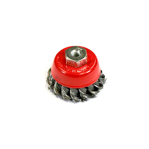 Wire Cup Brush, plaited/knot type, 65 mm dia, nut M10 thread, stainless steel