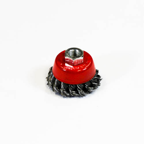 Wire Cup Brush, plaited/knot type, 65 mm dia, nut M14 thread, stainless steel