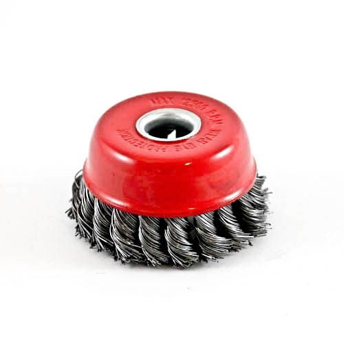Wire Cup Brush, plaited/knot type, Diam 75 mm, Hole 16mm, Stainless Steel, IMPA 510766