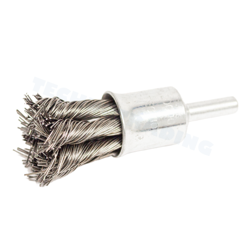 Wire Cup Brush, shaft welded type, plaited/knot type, 20 mm dia, 6 mm shaft, steel, 20.000RPM, IMPA 592083