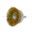Wire Cup Brush, shaft welded type, standard/crimped, 50 mm dia, 6 mm shaft, brass