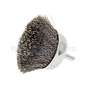 Wire Cup Brush, shaft welded type, standard/crimped, 60 mm dia, 6 mm shaft, steel