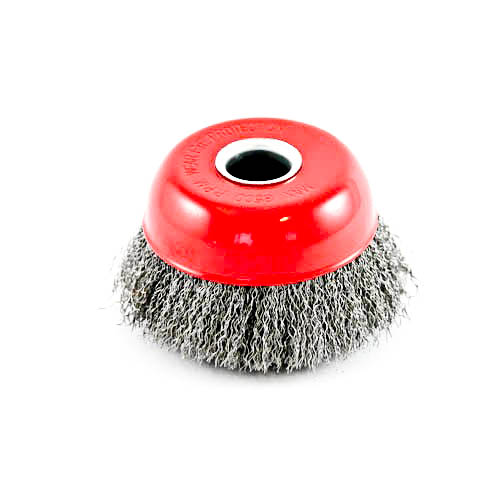 Wire Cup Brush, standard/crimped, 100 mm dia, 7/8" (22 mm) arbor, steel