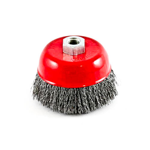 Wire Cup Brush, standard/crimped, 100 mm dia, nut M14 thread, steel