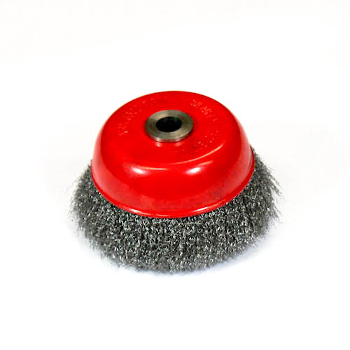 Wire Cup Brush, standard/crimped, 125 mm dia, 5/8" (16 mm) arbor, steel