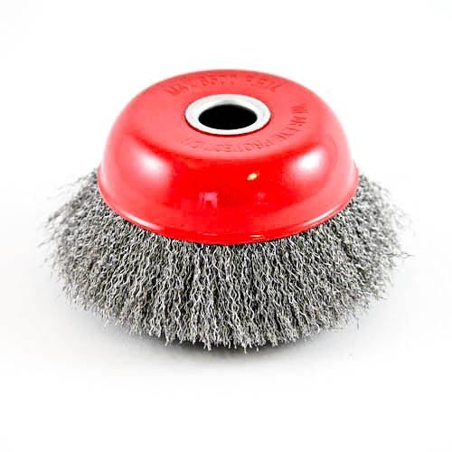 Wire Cup Brush, standard/crimped, 125 mm dia, 7/8" (22 mm) arbor, steel