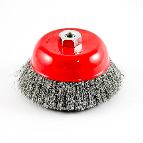 Wire Cup Brush, standard/crimped, 125 mm dia, nut M14 thread, steel