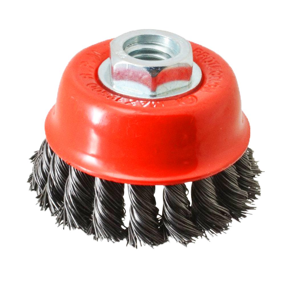Wire Cup Brush, standard/crimped, 65 mm dia, 5/8" (16 mm) arbor, stainless steel