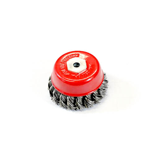 Wire Cup Brush, standard/crimped, 75 mm dia, arbor 8 mm (incl. mounting bolt for MAG-40), stainless steel