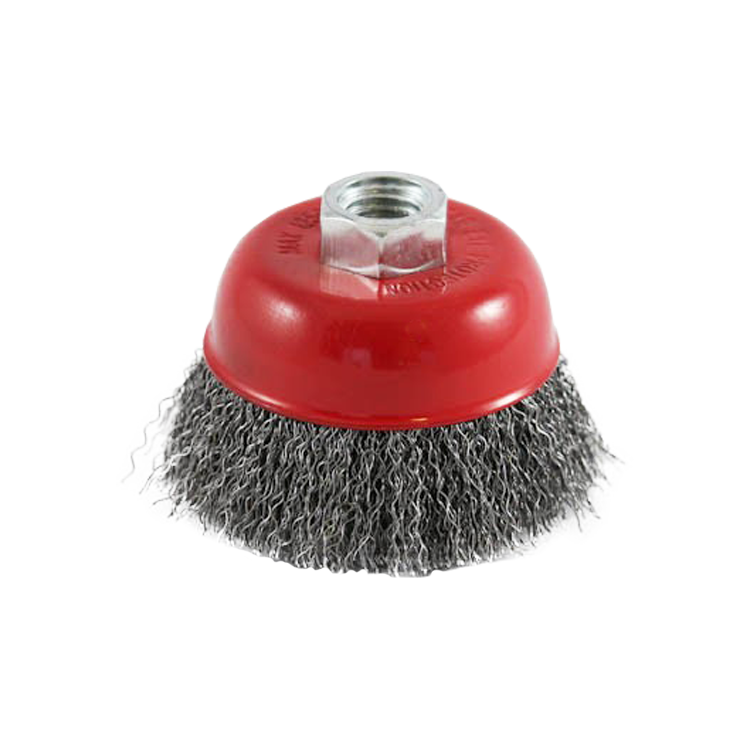 Wire Cup Brush, standard/crimped, 75 mm dia, nut 5/8" thread, steel, IMPA 591949