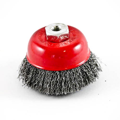 Wire Cup Brush, standard/crimped, 75 mm dia, nut M10 thread, steel, IMPA 510785