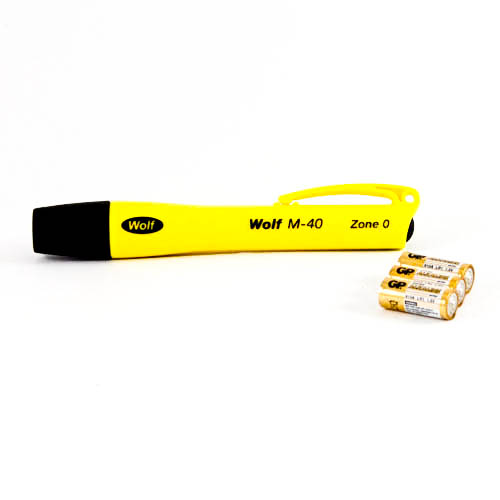 Wolf M-40, Mini explosion proof LED torch, ATEX certified for zone 0, incl. batteries, IMPA 792278