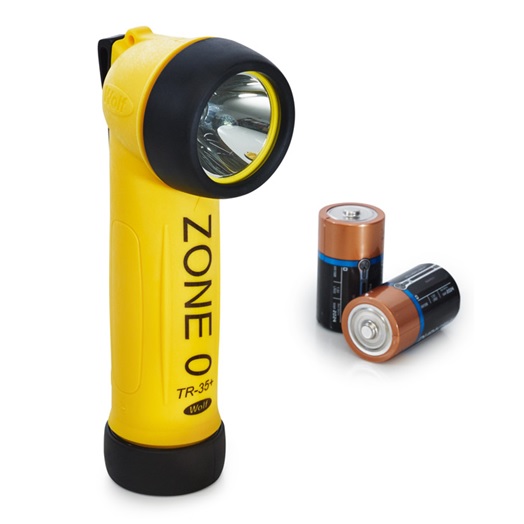 Wolf TR-35+, ATEX LED zaklamp, gecertificeerd voor zone 0, haaks model, IMPA 792288