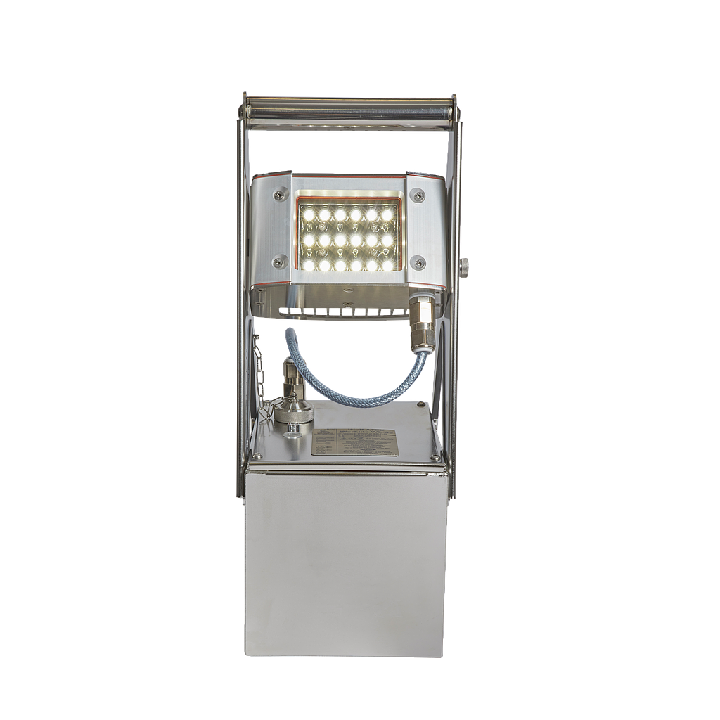 Wolf WL-85, Oplaadbare ATEX werklamp met 18 LEDs, incl, batterij (35 amp/h) & oplader voor 110 - 230 V,, IMPA 331952, UN 2800