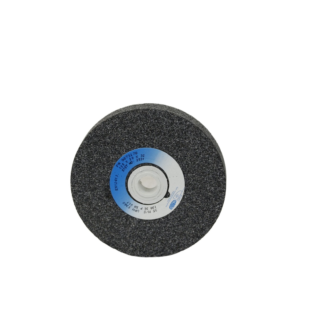 Rechte slijpsteen. korrel 36. 125 x 20 mm. asgat 32 mm. max. 50m/s eventueel met verloopbus