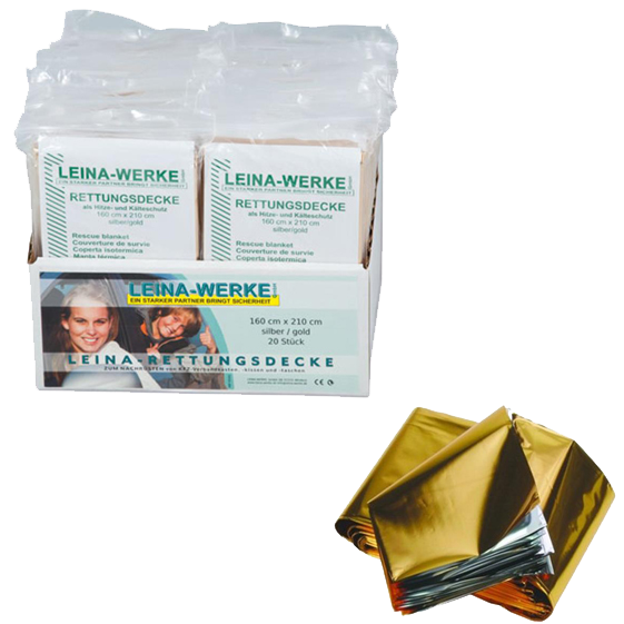 Aluminium foil blanket polyester silver - gold , folded zipbag 160 x 210 cm p-st, IMPA 391873 