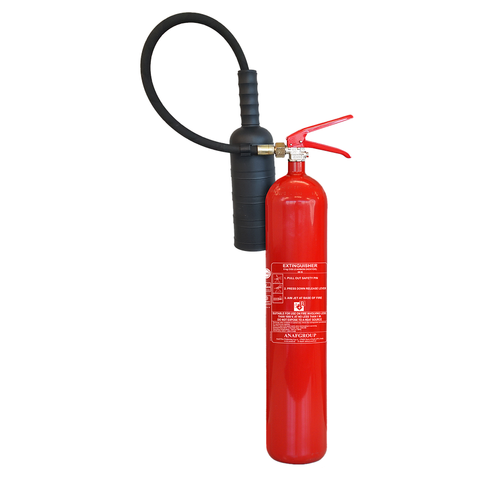 ANAF CS5-AB, CO2 - Koolzuurblusser 5 kg, met slang, met wandhouder, MED/NCP gecertificeerd, IMPA 331042, UN 1044