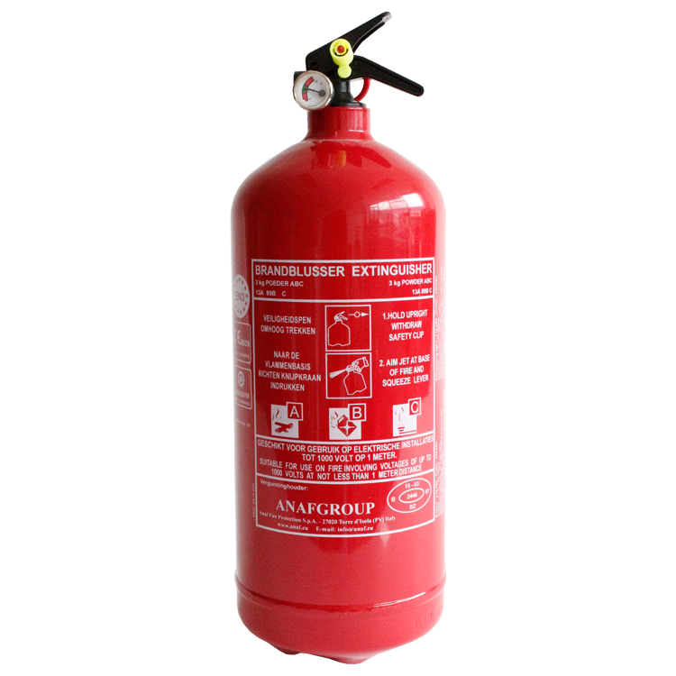 ANAF PS3-HX, ABC Powder fire extinguisher with manometer MED/NCP certified, 3 kg, IMPA 331016, UN 1044