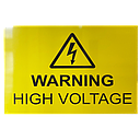 AP-Line Warning Sign, High Voltage, Two-sided; front: English, back: Somali, Size 110 x 80 cm, Dibond 3 mm
