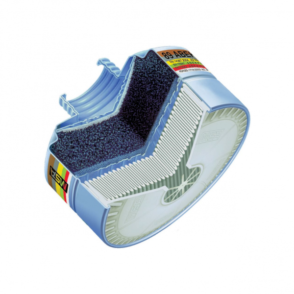 MSA Schroeffilter 92 A-St (A2-P2) herbruikbaar, dolomiet stoftest (combinatiefilter), IMPA 331274