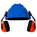 Climax 5-P Blauwe Veiligheidshelm met oorkappen, HDPE, 6 punts binnenwerk met draaiknop, EN397