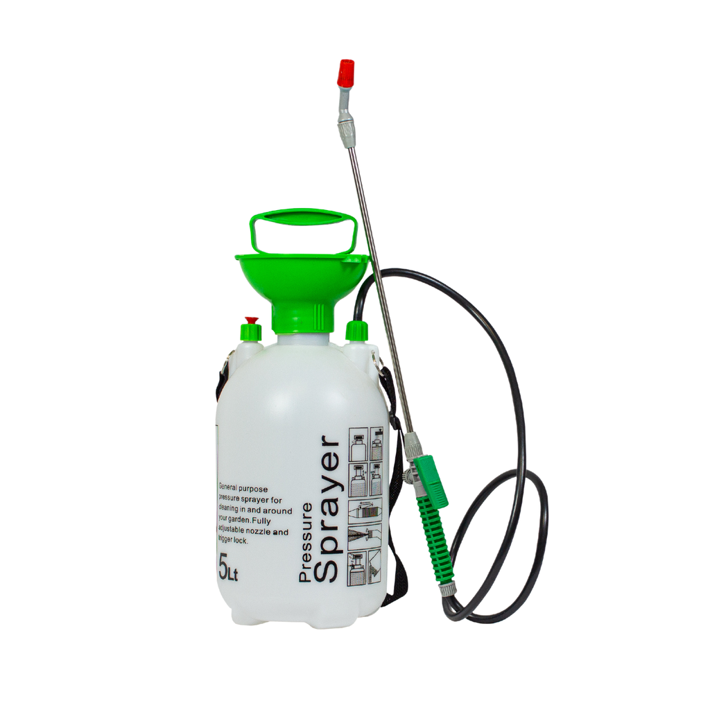 C-Line industriële kunststof drukspuit, 5 L reservoir, inclusief slang & spuitlans, IMPA 550661