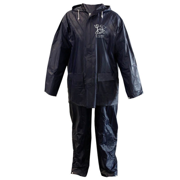 C-Line two piece rain suit with hood, Blue, Size L