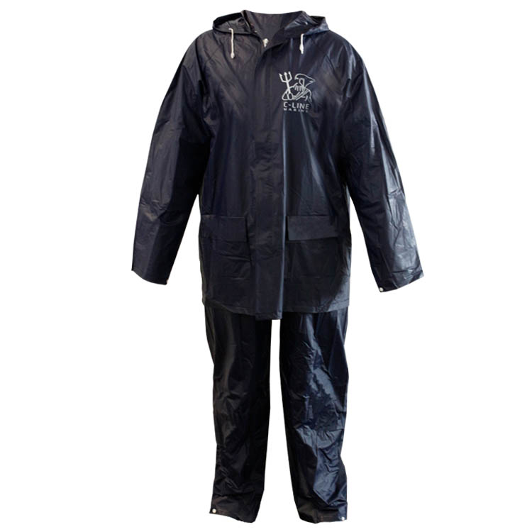 C-Line twee delig regenpak met capuchon, Blauw, Maat XL