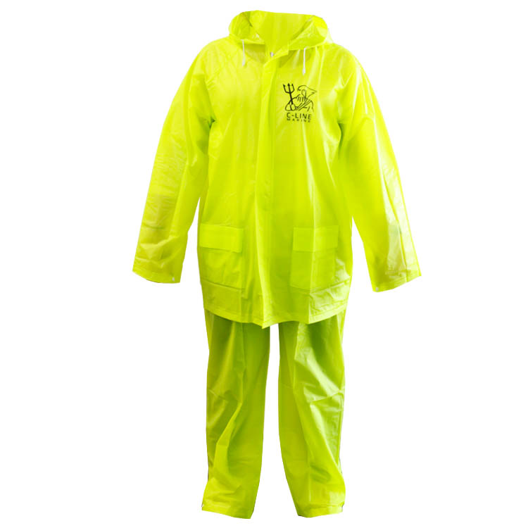 C-Line twee delig regenpak met capuchon, High-vis geel, Maat XL