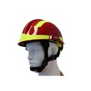 MSA F2 X-TREM helm voor reddingswerkers, niet-geventileerd rood met gele reflectiestrepen EN16471/EN16473/EN12492, IMPA 310531