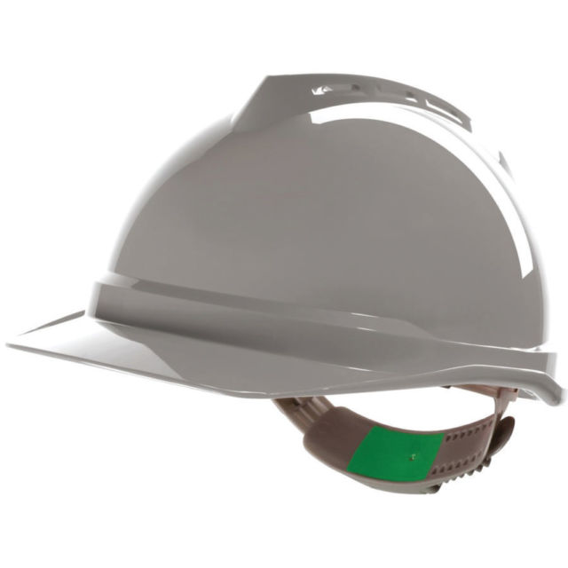 MSA V-Gard 500 Gray Safety Helmet with Fas-trac suspension, EN397, non-vented, IMPA 310107