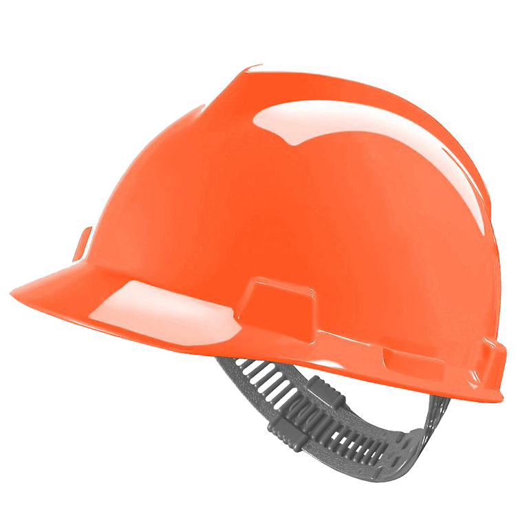 MSA V-Gard 500 Hi-Viz Orange Safety Helmet with Fas-Trac suspension, EN397, non-vented, IMPA 310205