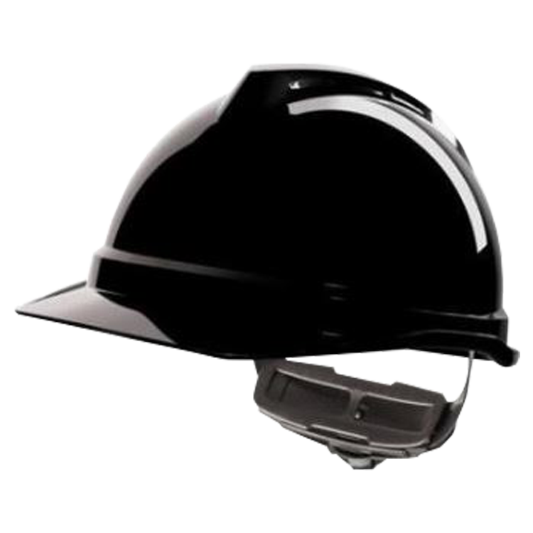 MSA V-Gard 520 Black Safety Helmet with Fas-Trac suspension, EN397, non-vented, IMPA 310115