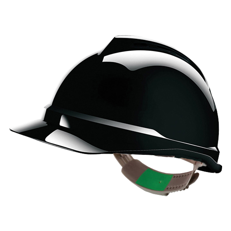 MSA V-Gard 520 Zwarte Veiligheidshelm met Push-key binnenwerk, EN397, niet geventileerd, IMPA 310115