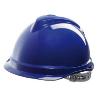 MSA V-Gard 520 Blauwe Veiligheidshelm met Push-key binnenwerk, EN397, niet geventileerd, IMPA 310302