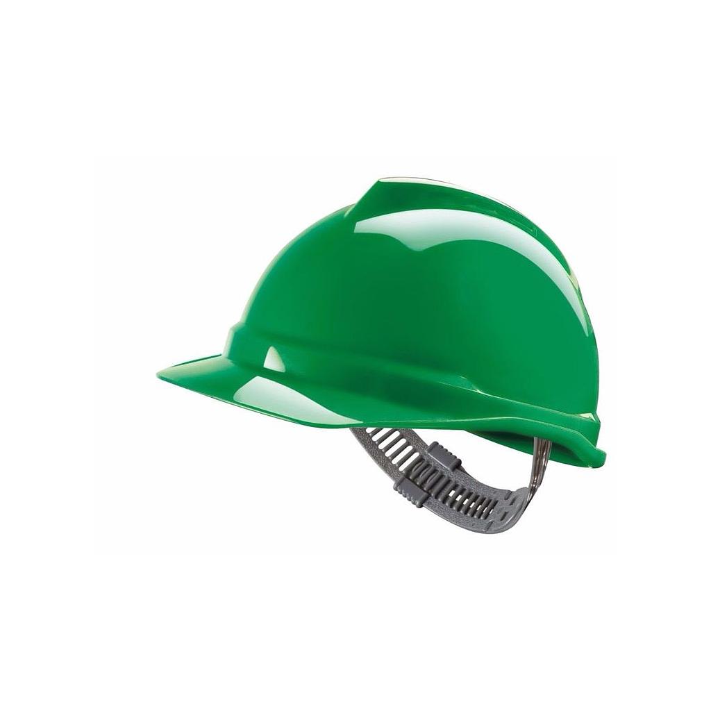 MSA V-Gard 520 Green Safety Helmet with Push-key suspension, EN397, non-vented, IMPA 310306