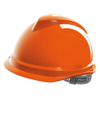 MSA V-Gard 520 Oranje Veiligheidshelm met Push-key binnenwerk, EN397, niet geventileerd, IMPA 310104