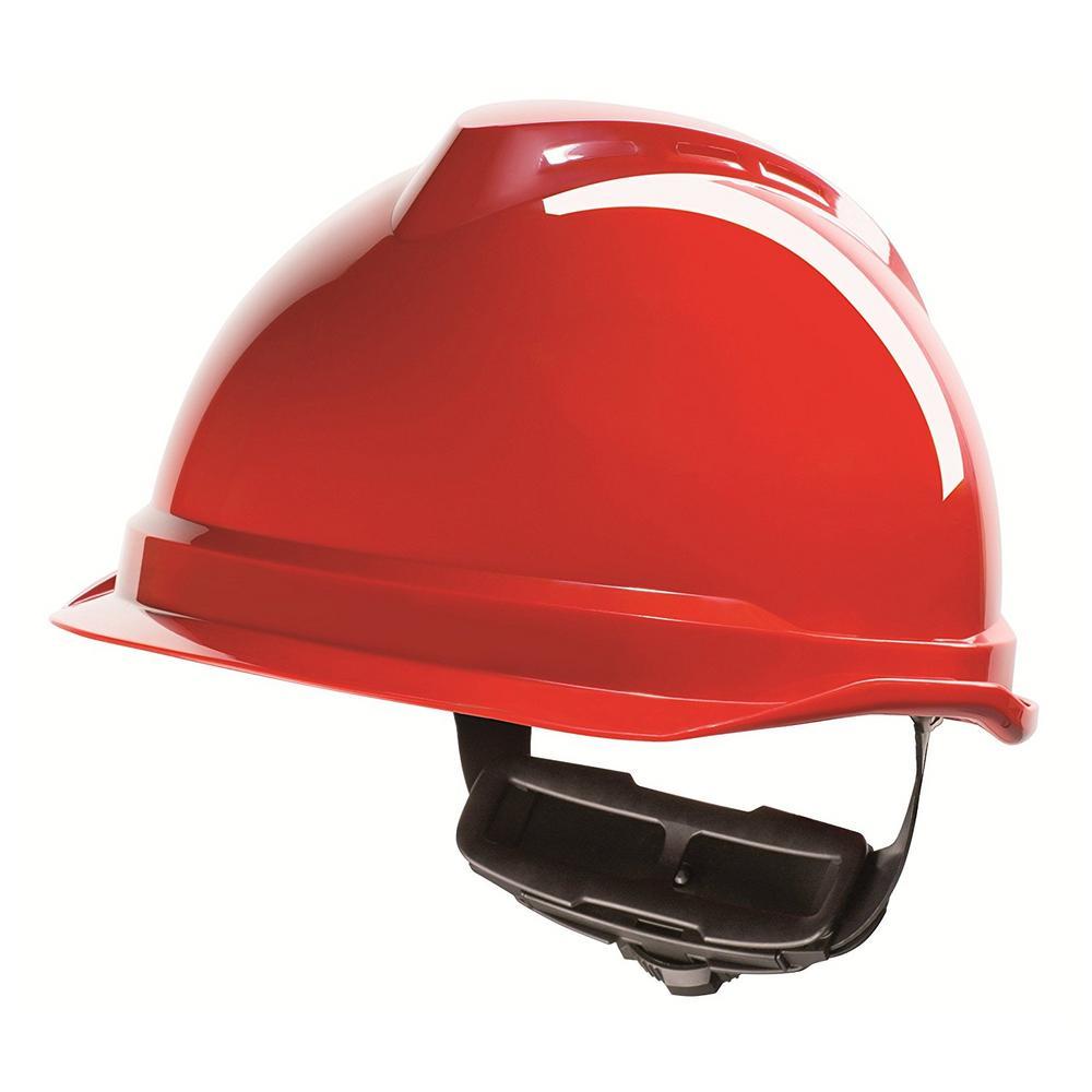 MSA V-Gard 520 Red Safety Helmet with Fas-Trac suspension, EN397, non-vented, IMPA 310203