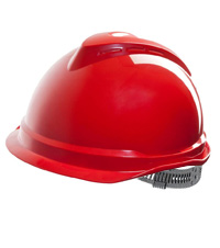 MSA V-Gard 520 Red Safety Helmet with Fas-Trac suspension, EN397, non-vented, IMPA 310203