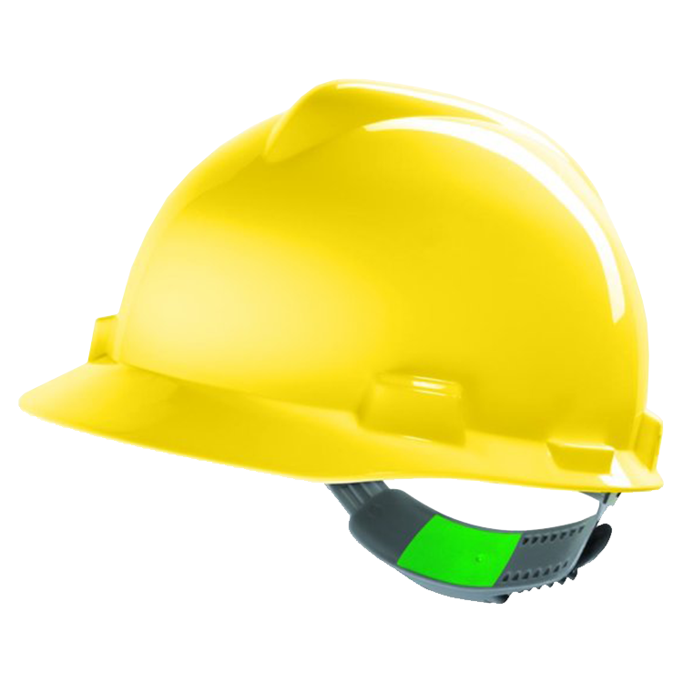 MSA V-Gard 520 Gele Veiligheidshelm met Push-key binnenwerk, EN397, niet geventileerd, IMPA 310304