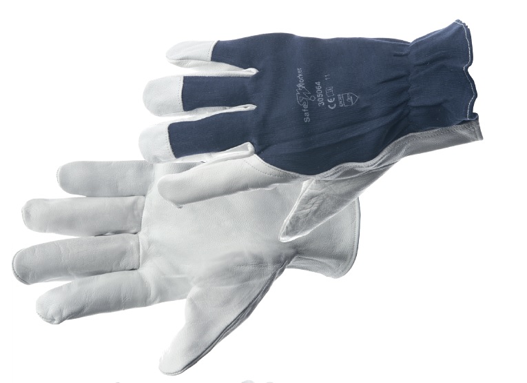 Handschoen nappaleer, bovenhand tricot blauw mt 10 Cat 2, IMPA 190112