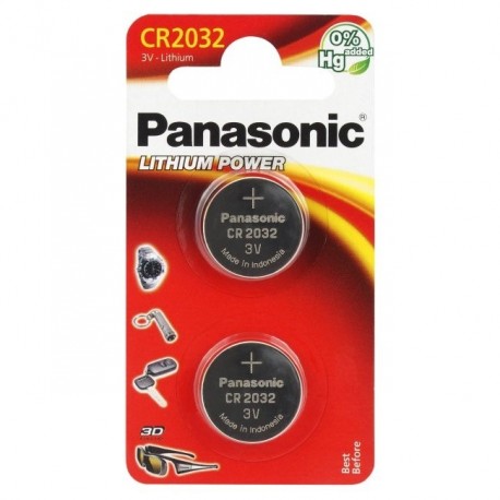 Panasonic CR2032 knoopcel batterij 3V. set = 2 stuks, IMPA 792413