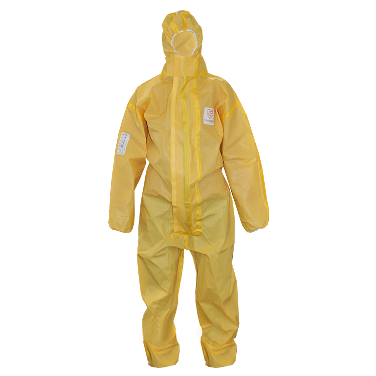 Technosafety disposable coverall, Cat III, Type 3/4/5/6, Yellow, Anti-static, Double zipper, Size L, IMPA 312093